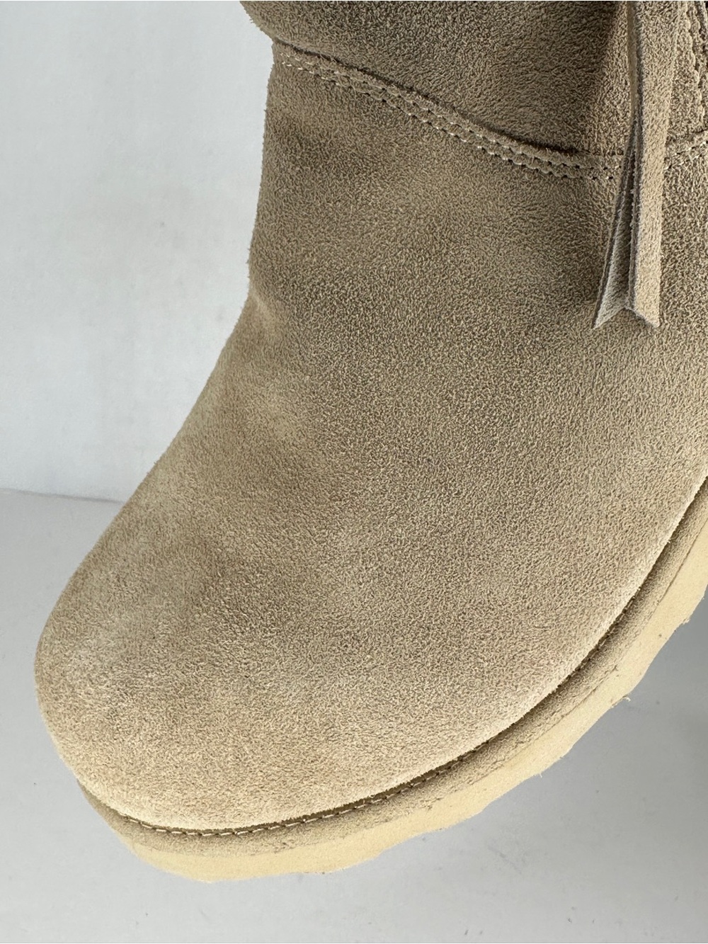 BearPaw NWT Megan Tan Suede Short Zip Winter Boots Wedge - Picture 6 of 10